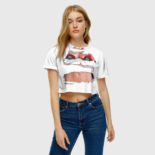 Женская футболка Crop-top 3D Лифчик-покеболлы - фото 3