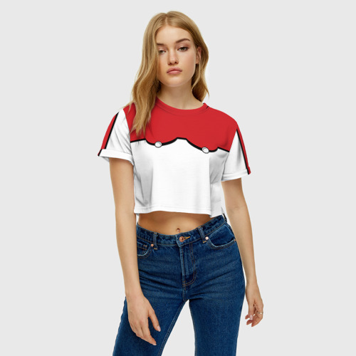 Женская футболка Crop-top 3D Покеболлы, цвет 3D печать - фото 3