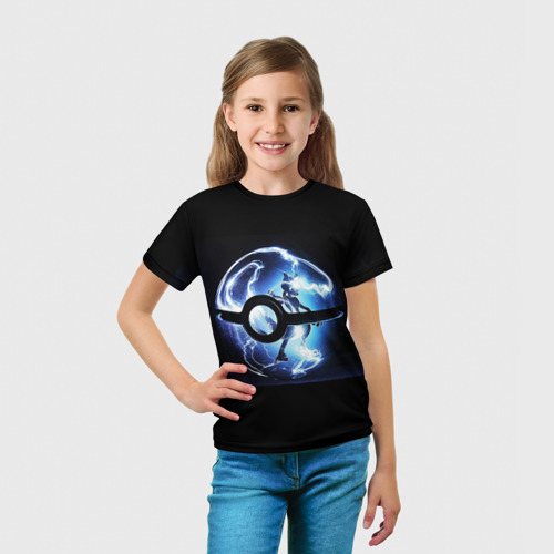 Детская футболка 3D с принтом Покеболл, вид сбоку #3