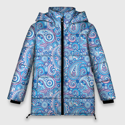 Женская зимняя куртка 3D с принтом Турецкий орнамент 3, вид спереди #2