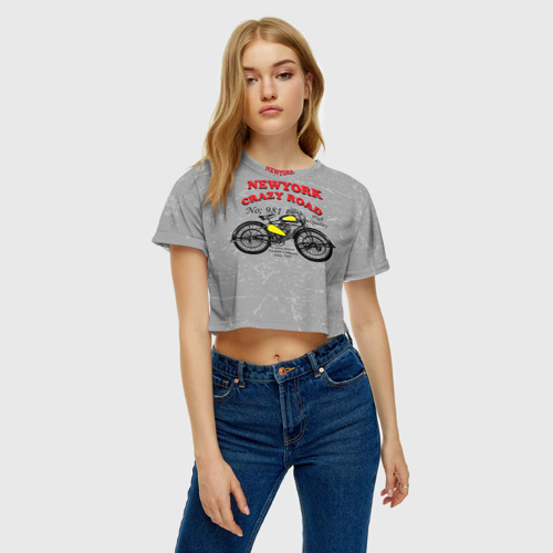 Женская футболка Crop-top 3D moto t-shirt 4, цвет 3D печать - фото 3