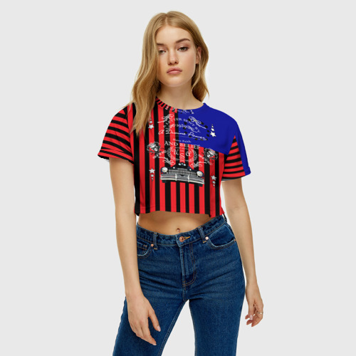 Женская футболка Crop-top 3D American auto, цвет 3D печать - фото 3