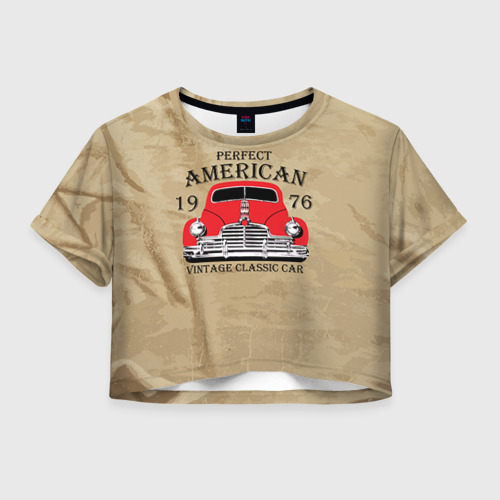 Женская футболка Crop-top 3D American retro auto, цвет 3D печать