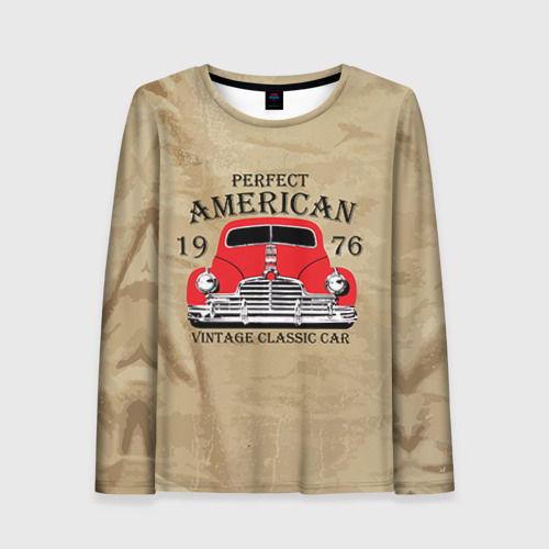 Женский лонгслив 3D American retro auto Фото 01 Женский лонгслив 3D American retro auto Фото 01