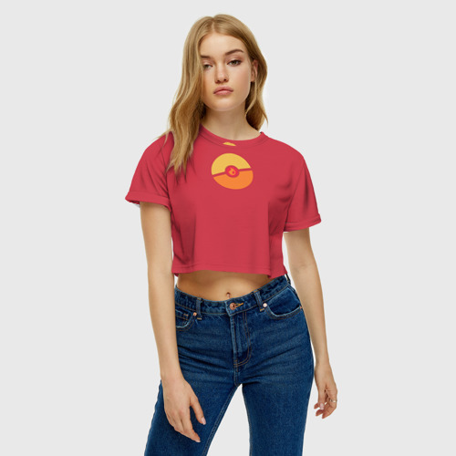 Женская футболка Crop-top 3D Pokeball, цвет 3D печать - фото 4