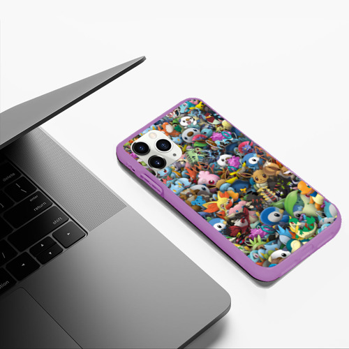 Чехол для iPhone 11 Pro Max матовый Покемоны. Стикербомбинг, цвет фиолетовый - фото 5