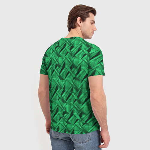 Мужская футболка 3D Металл с тиснением зеленый, цвет 3D печать - фото 4