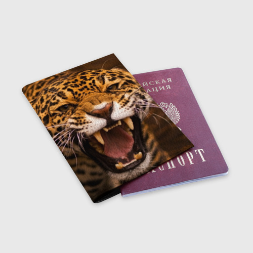 Обложка для паспорта матовая кожа Леопард, цвет черный - фото 3