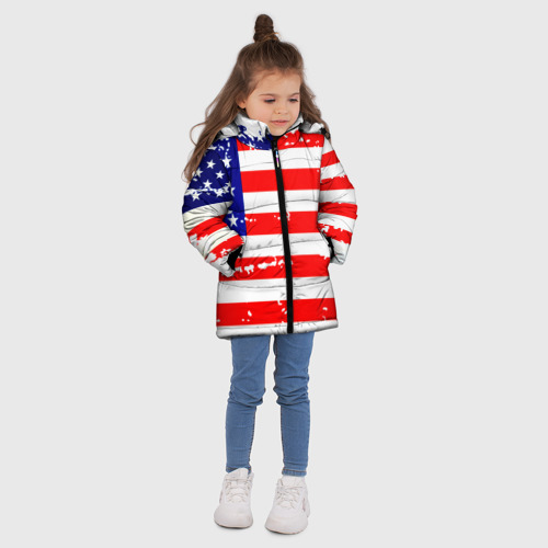 Зимняя куртка для девочек 3D Америка, цвет черный - фото 5