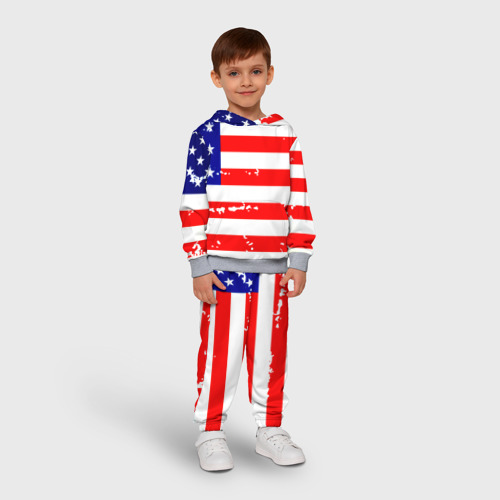 Детский костюм с толстовкой 3D Америка, цвет меланж - фото 3