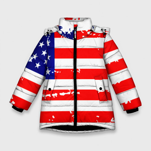 Зимняя куртка для девочек 3D Америка, цвет черный