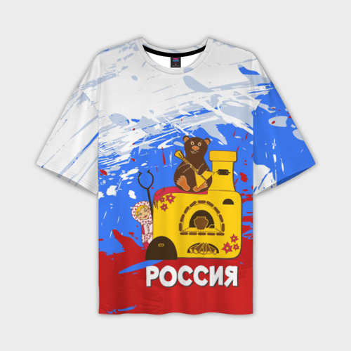 Мужская футболка oversize 3D Россия. Медведь. Балалайка