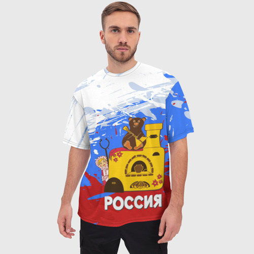 Мужская футболка oversize 3D Россия. Медведь. Балалайка - фото 3