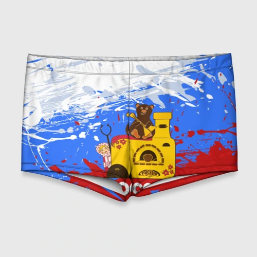 Мужские купальные плавки 3D Россия. Медведь. Балалайка