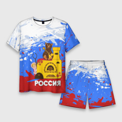 Мужской костюм с шортами 3D Россия. Медведь. Балалайка