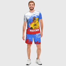 Мужской костюм с шортами 3D Россия. Медведь. Балалайка - фото 2