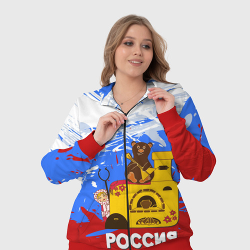 Женский костюм 3D Россия. Медведь. Балалайка, цвет красный - фото 7