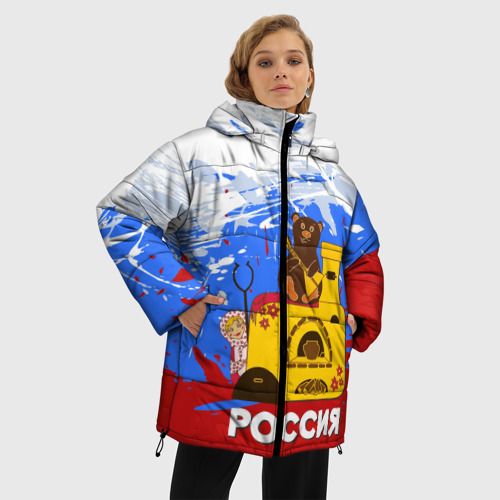 Женская зимняя куртка Oversize Россия. Медведь. Балалайка - фото 3