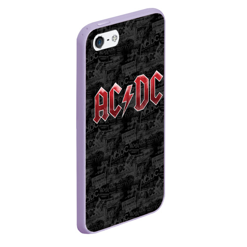 Чехол для iPhone 5/5S матовый AC/DC, цвет светло-сиреневый - фото 3
