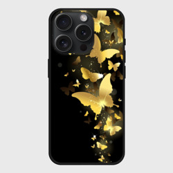 Чехол силиконовый для Apple iPhone 15 Pro Мax матовый Золотые бабочки