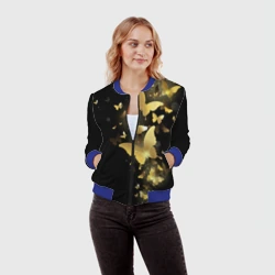 Женский бомбер 3D Золотые бабочки - фото 2