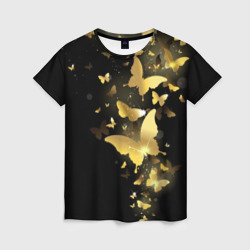 Золотые бабочки – Женская футболка 3D с принтом купить со скидкой в -26%