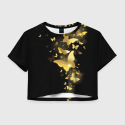 Женская футболка Crop-top 3D Золотые бабочки