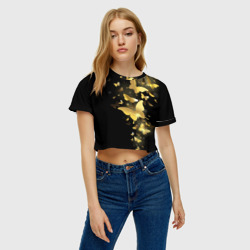 Женская футболка Crop-top 3D Золотые бабочки - фото 2
