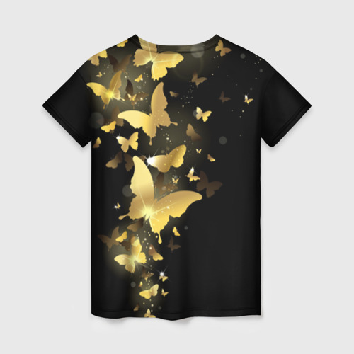 Женская футболка 3D Золотые бабочки, цвет 3D печать - фото 2