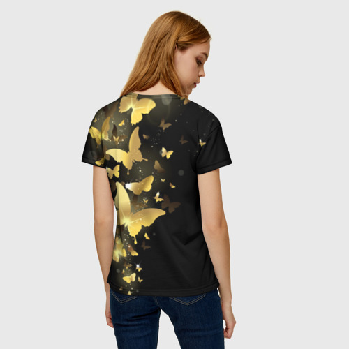 Женская футболка 3D Золотые бабочки Фото 01