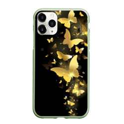 Чехол для iPhone 11 Pro Max матовый Золотые бабочки