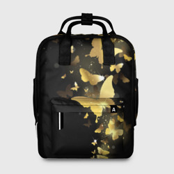 Золотые бабочки – Женский рюкзак 3D с принтом купить