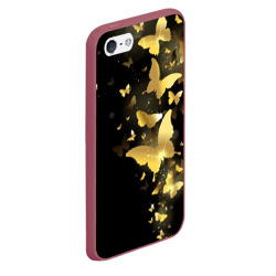 Чехол для iPhone 5/5S матовый Золотые бабочки - фото 2
