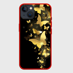Чехол для iPhone 14 Золотые бабочки