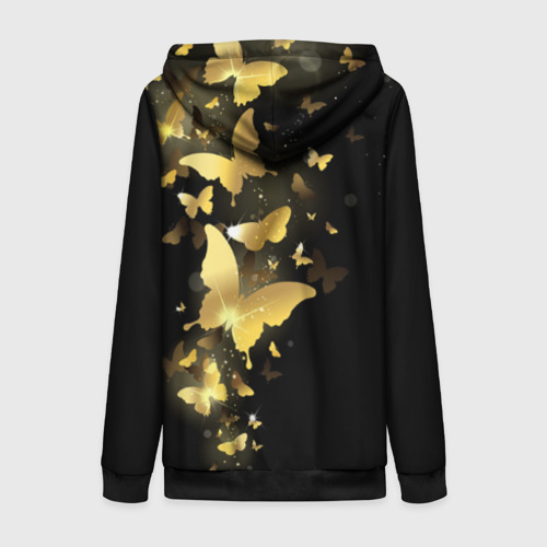 Женская толстовка 3D на молнии Золотые бабочки, цвет черный - фото 2
