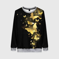 Женский свитшот 3D Золотые бабочки