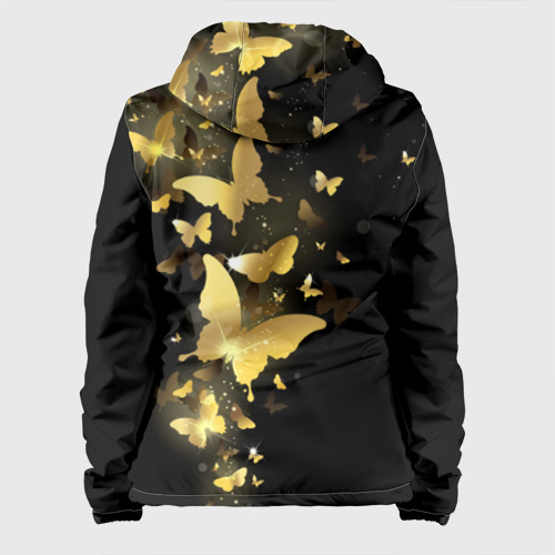 Женская куртка 3D Золотые бабочки, цвет черный - фото 2