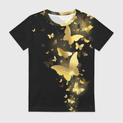 Женская футболка 3D Золотые бабочки