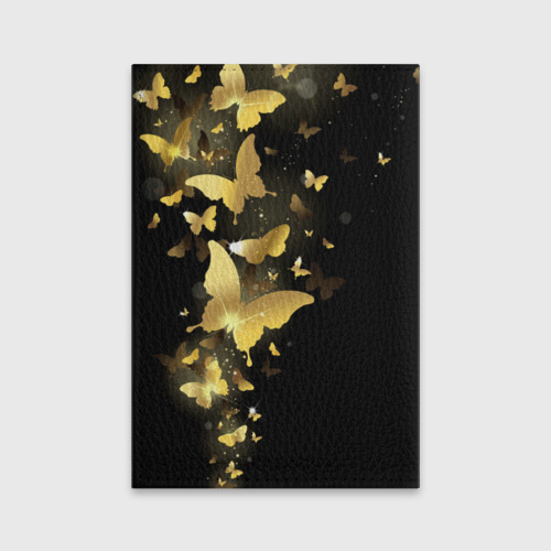 Обложка для паспорта матовая кожа Золотые бабочки, цвет бирюзовый - фото 2