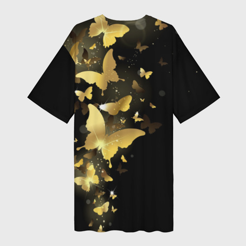Платье-футболка 3D Золотые бабочки, цвет 3D печать - фото 2