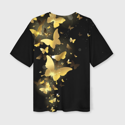 Женская футболка oversize 3D Золотые бабочки, цвет 3D печать - фото 2