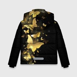 Куртка с принтом Золотые бабочки для любого человека, вид сзади №1. Цвет основы: черный