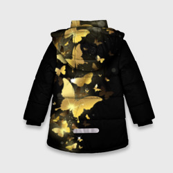Куртка с принтом Золотые бабочки для любого человека, вид сзади №1. Цвет основы: черный