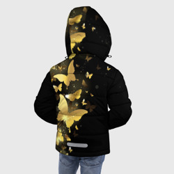 Куртка с принтом Золотые бабочки для любого человека, вид сзади №2. Цвет основы: черный