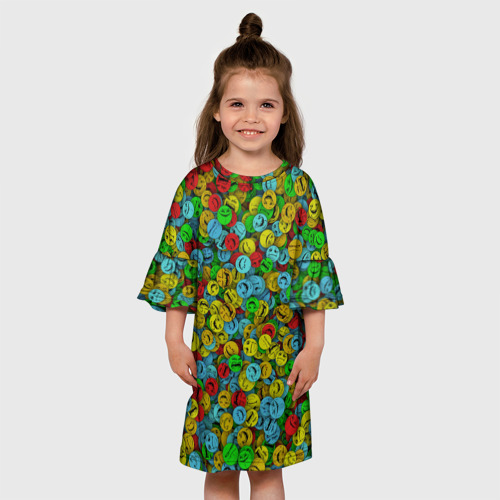 Детское платье 3D Злобные смайлы, цвет 3D печать - фото 4