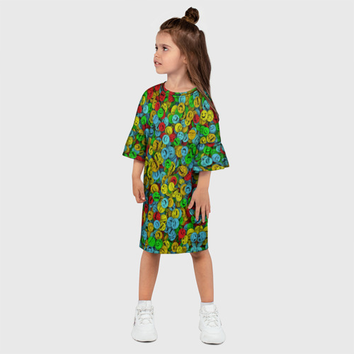 Детское платье 3D Злобные смайлы, цвет 3D печать - фото 3