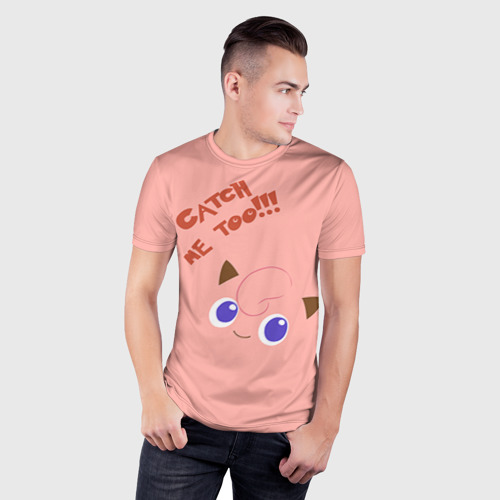 Мужская футболка 3D Slim Jigglypuff: Поймай и меня!, цвет 3D печать - фото 3