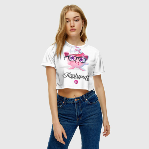 Женская футболка Crop-top 3D Jigglypuff, цвет 3D печать - фото 4