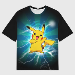 Женская футболка oversize 3D Искрящийся Пикачу