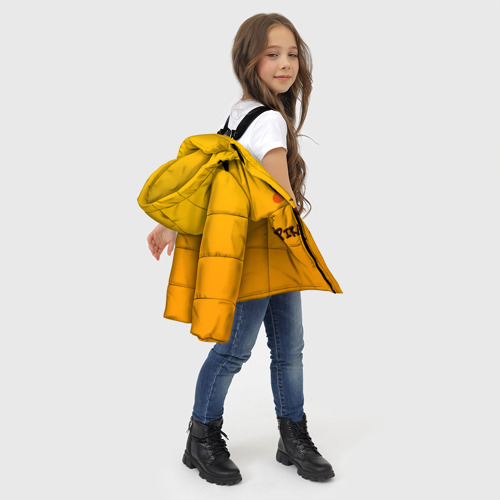 Зимняя куртка для девочек 3D Мордочка Пикачу, цвет светло-серый - фото 6